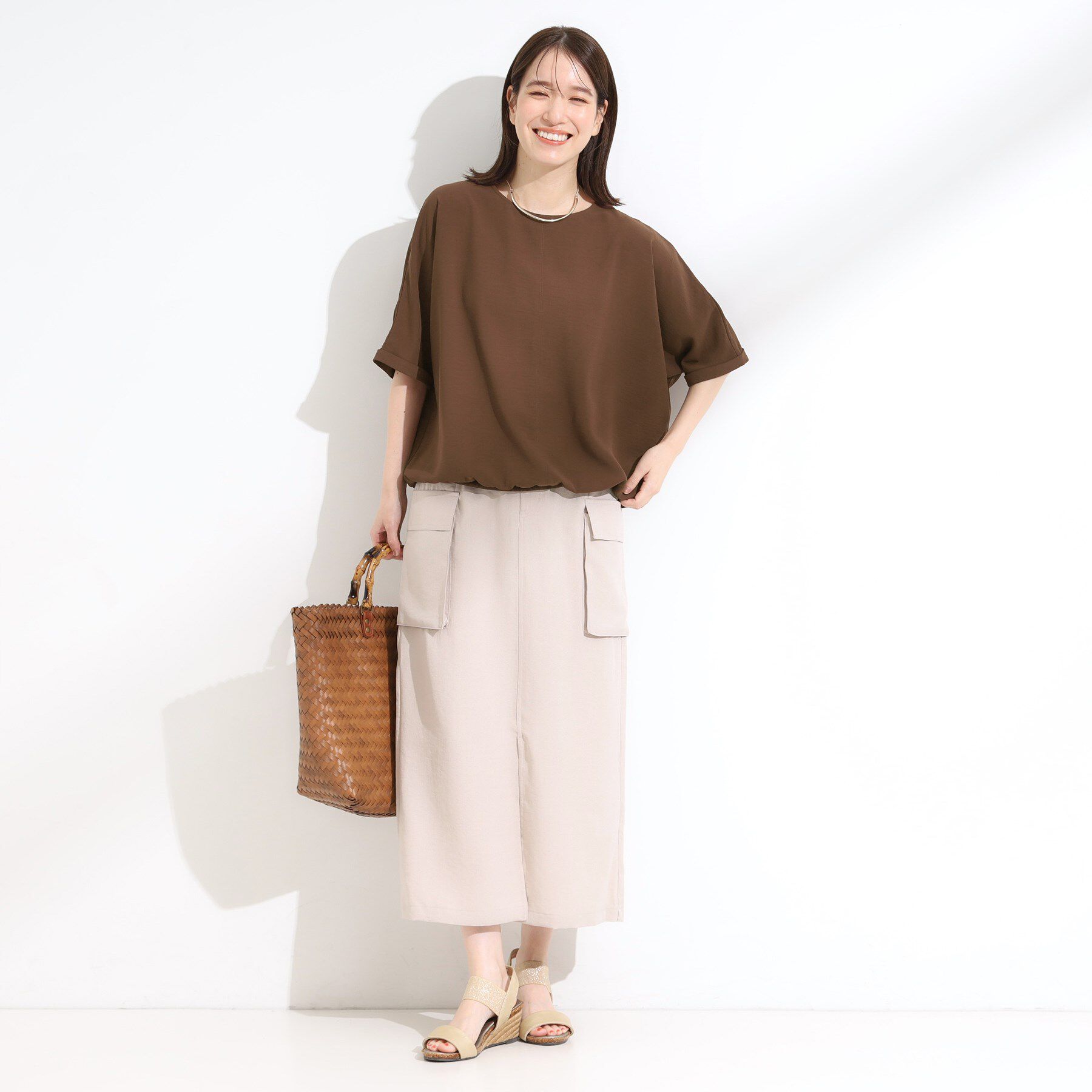 SHOO･LA･RUE「【洗濯後しわになりにくい】さらっとタッチの 5分袖ドルマンブラウス」|シャツ・ブラウス|