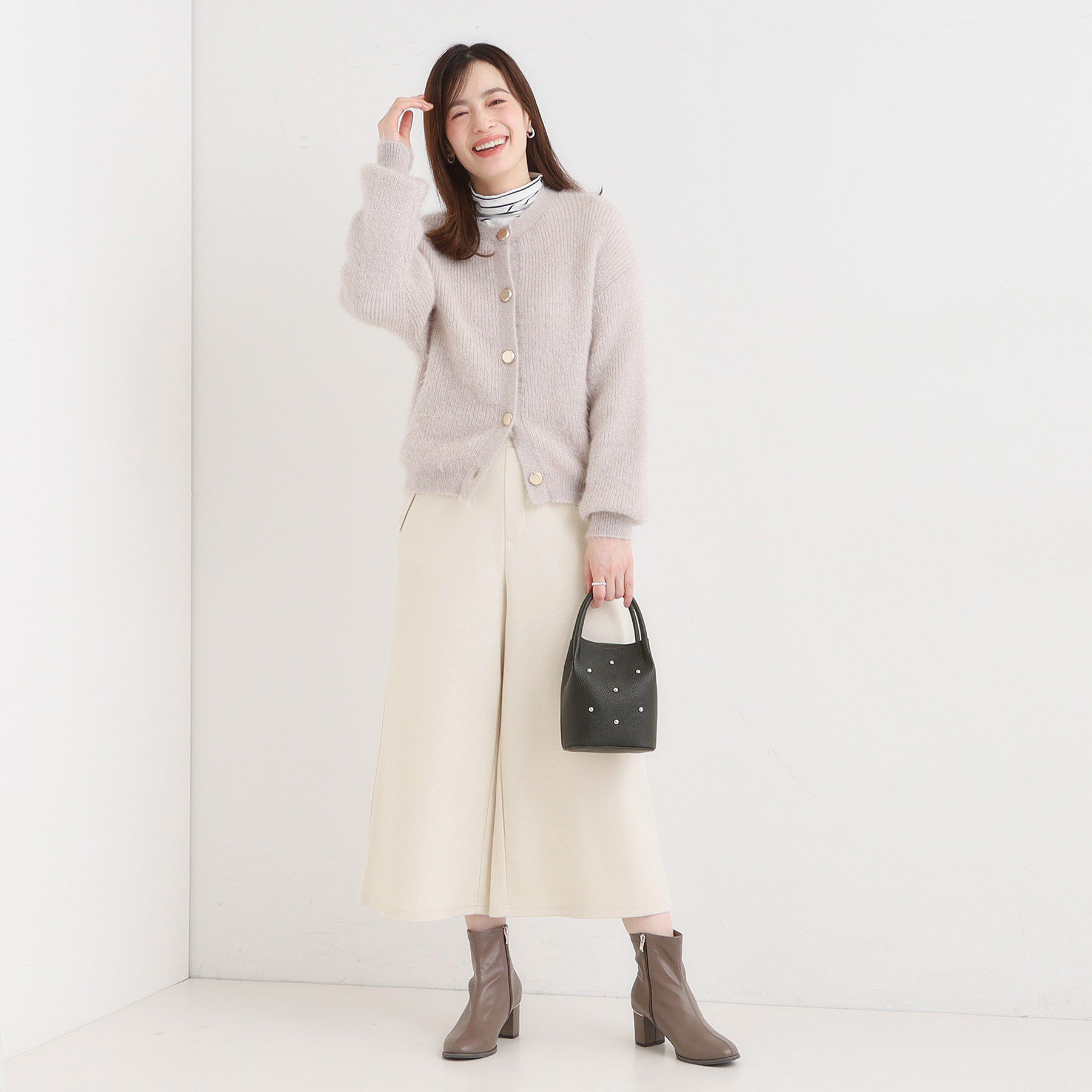 SHOO･LA･RUE「【洗濯機可】美脚見え あったか圧縮ニット ガウチョパンツ」|その他|