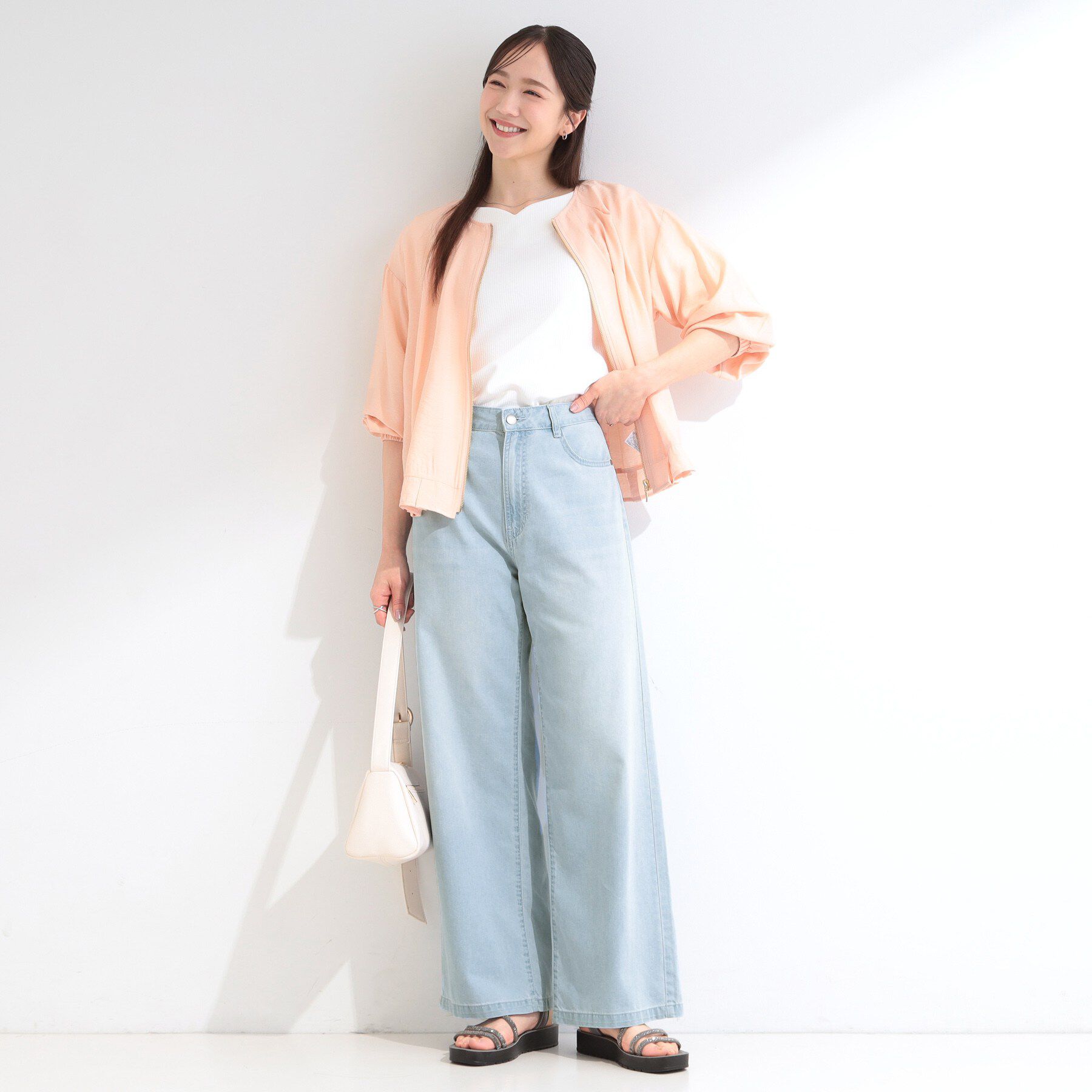 SHOO･LA･RUE「【洗濯機可】軽い着ごこちライトオンスデニムワイドパンツ」|その他|