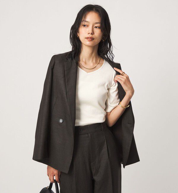 UNITED ARROWS green label relaxing「ブライトリブ 2WAY 5分袖 プルオーバー カットソー」|Tシャツ・カットソー|