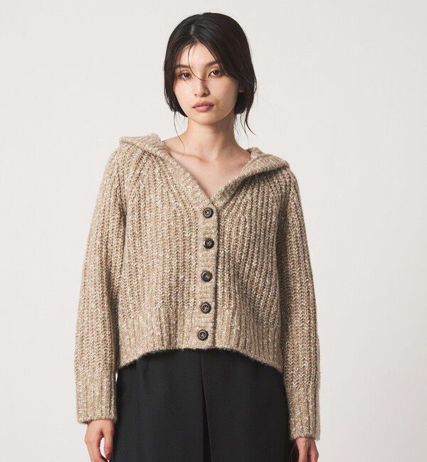 EMMEL REFINES「＜EMMEL REFINES＞EM メランジ フーディー カーディガン」|ニット・セーター|BEIGE