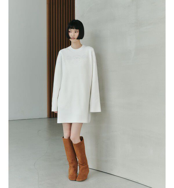 EMMEL REFINES「＜EMMEL REFINES＞EM HW スカシアミ ミニニット ワンピース」|ワンピース|OFF WHITE