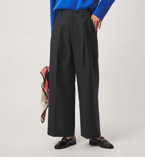 UNITED ARROWS green label relaxing「［size SHORT/TALLあり］Daily Chic サキソニー ワイド パンツ」|スラックス|BLACK