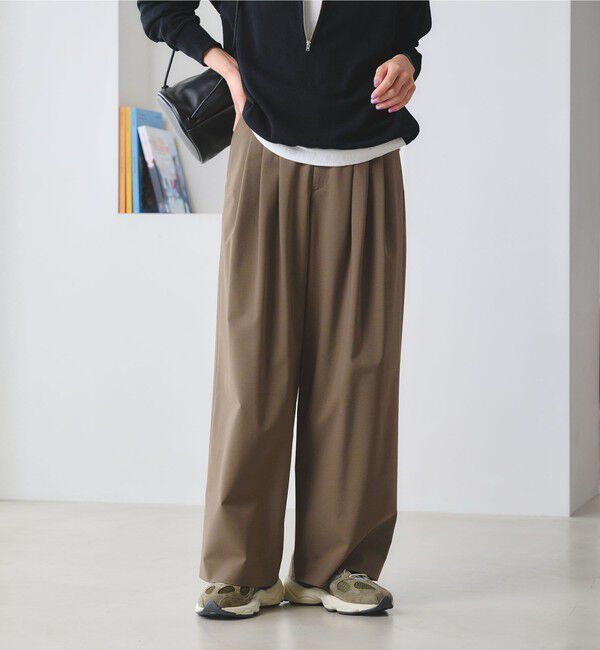 BEAUTY&YOUTH UNITED ARROWS「毛ポリエステルブレンド ワイドタックパンツ 防シワ ウォッシャブル」|その他|BEIGE
