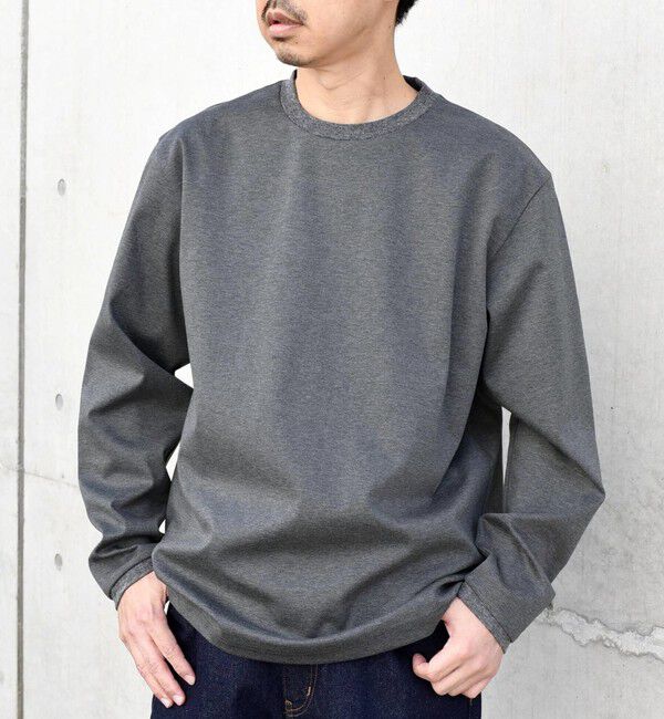 SHIPS any「SHIPS any: スムースコットン クルーネック Tシャツ (ロンT)◇」|Tシャツ・カットソー|チャコールグレー