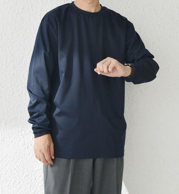 SHIPS any「SHIPS any: スムースコットン クルーネック Tシャツ (ロンT)◇」|Tシャツ・カットソー|ネイビー