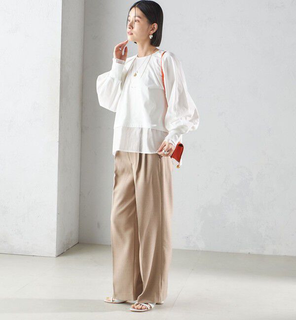 SHIPS for women「〈手洗い可能〉シアー コンビ タック プルオーバー」|Tシャツ・カットソー|