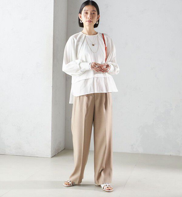 SHIPS for women「〈手洗い可能〉シアー コンビ タック プルオーバー」|Tシャツ・カットソー|