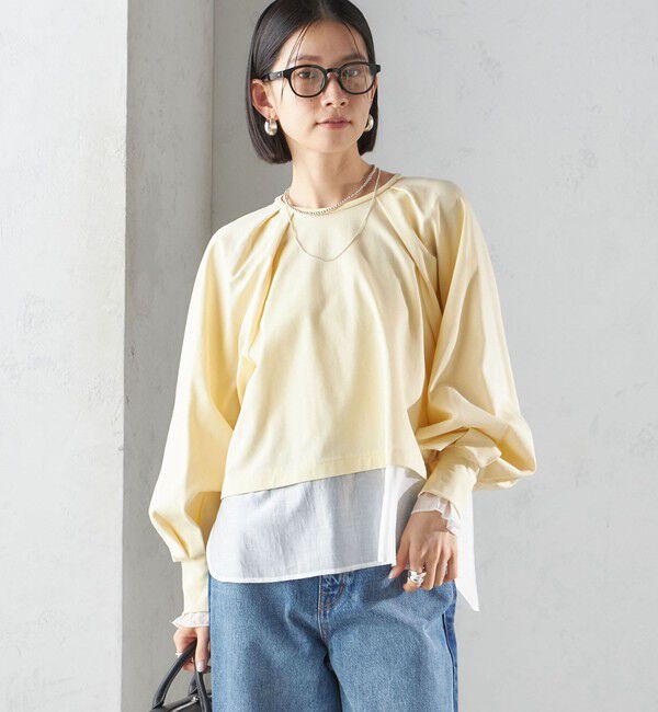 SHIPS for women「〈手洗い可能〉シアー コンビ タック プルオーバー」|Tシャツ・カットソー|