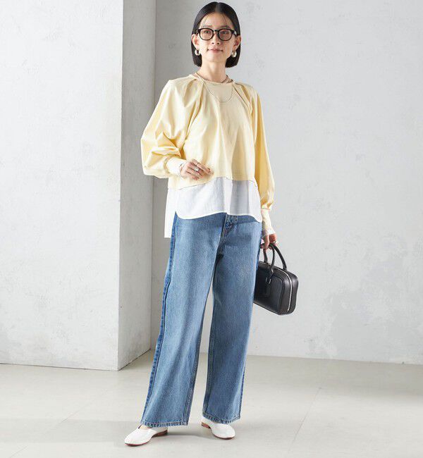 SHIPS for women「〈手洗い可能〉シアー コンビ タック プルオーバー」|Tシャツ・カットソー|