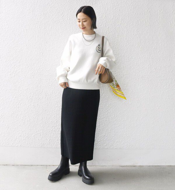 SHIPS for women「〈手洗い可能〉ロゴ ワッペン ロング スリーブ プルオーバー」|ニット・セーター|