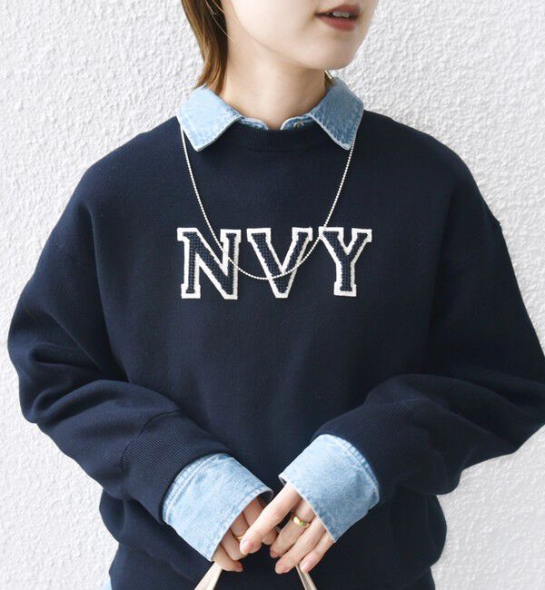 SHIPS for women「〈手洗い可能〉ロゴ ワッペン ロング スリーブ プルオーバー」|ニット・セーター|