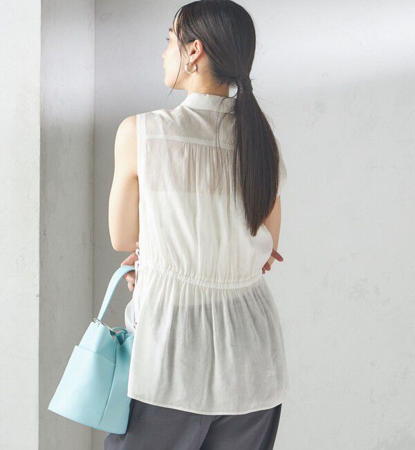 SHIPS for women「〈手洗い可能〉IMPERIAL LINEN Wポケット ノースリーブ シャツ」|シャツ・ブラウス|
