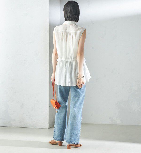 SHIPS for women「〈手洗い可能〉IMPERIAL LINEN Wポケット ノースリーブ シャツ」|シャツ・ブラウス|