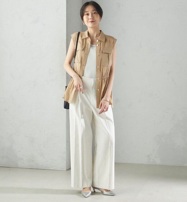 SHIPS for women「〈手洗い可能〉IMPERIAL LINEN Wポケット ノースリーブ シャツ」|シャツ・ブラウス|