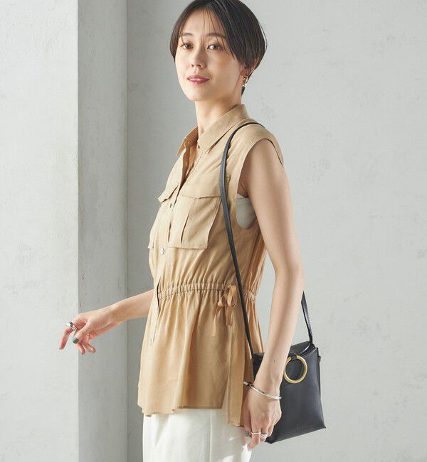 SHIPS for women「〈手洗い可能〉IMPERIAL LINEN Wポケット ノースリーブ シャツ」|シャツ・ブラウス|