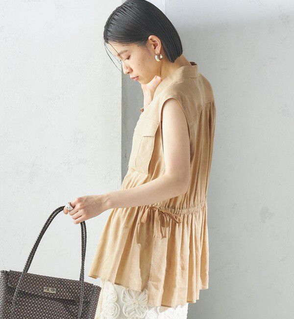 SHIPS for women「〈手洗い可能〉IMPERIAL LINEN Wポケット ノースリーブ シャツ」|シャツ・ブラウス|