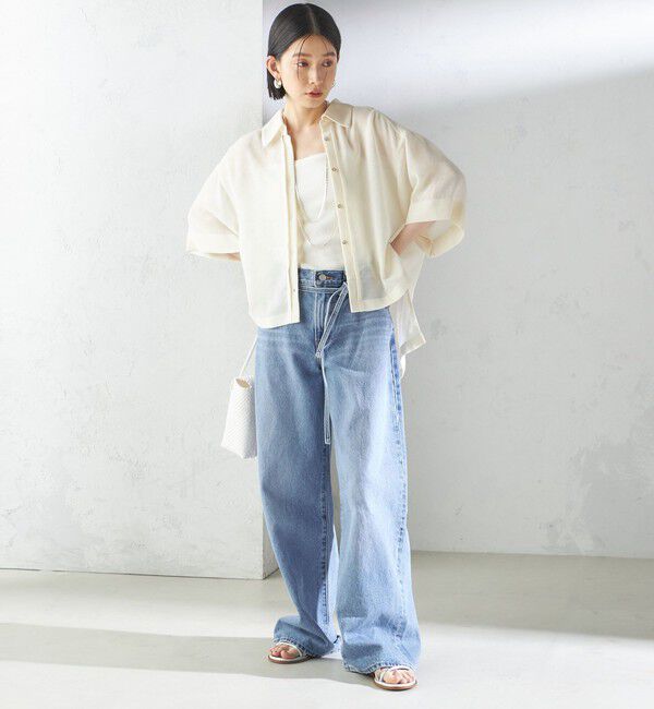 SHIPS for women「〈手洗い可能〉麻調 メッシュ 半袖 ビッグ シャツ」|シャツ・ブラウス|