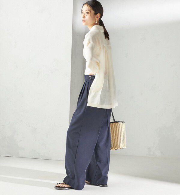 SHIPS for women「〈手洗い可能〉麻調 メッシュ 半袖 ビッグ シャツ」|シャツ・ブラウス|