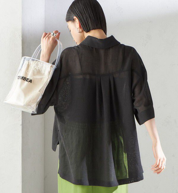 SHIPS for women「〈手洗い可能〉麻調 メッシュ 半袖 ビッグ シャツ」|シャツ・ブラウス|