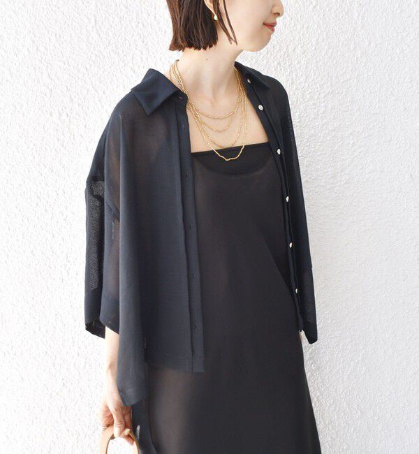 SHIPS for women「〈手洗い可能〉麻調 メッシュ 半袖 ビッグ シャツ」|シャツ・ブラウス|