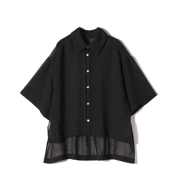 SHIPS for women「〈手洗い可能〉麻調 メッシュ 半袖 ビッグ シャツ」|シャツ・ブラウス|