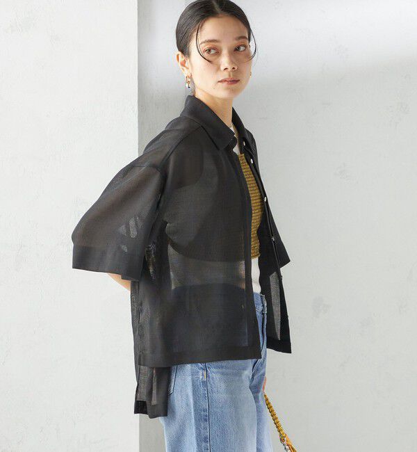 SHIPS for women「〈手洗い可能〉麻調 メッシュ 半袖 ビッグ シャツ」|シャツ・ブラウス|