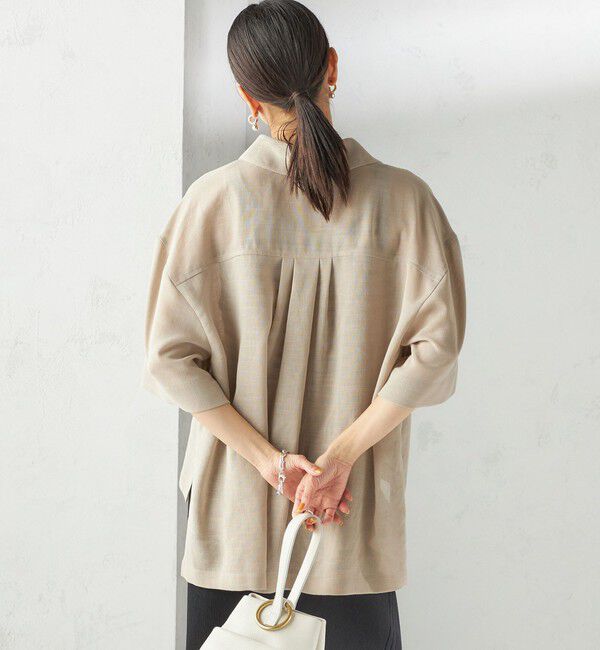 SHIPS for women「〈手洗い可能〉麻調 メッシュ 半袖 ビッグ シャツ」|シャツ・ブラウス|