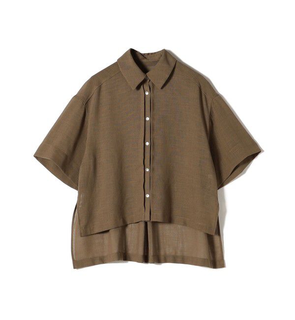 SHIPS for women「〈手洗い可能〉麻調 メッシュ 半袖 ビッグ シャツ」|シャツ・ブラウス|