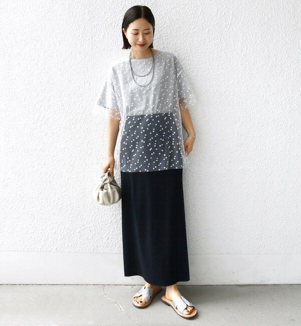 SHIPS for women「【WEB限定】スター チュール レイヤード TEE」|Tシャツ・カットソー|