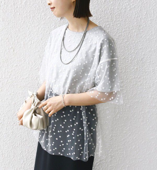 SHIPS for women「【WEB限定】スター チュール レイヤード TEE」|Tシャツ・カットソー|