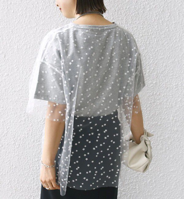 SHIPS for women「【WEB限定】スター チュール レイヤード TEE」|Tシャツ・カットソー|