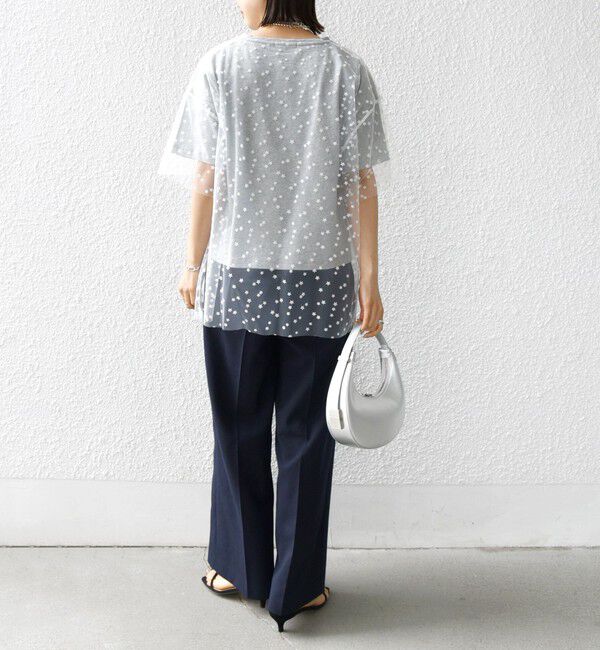 SHIPS for women「【WEB限定】スター チュール レイヤード TEE」|Tシャツ・カットソー|