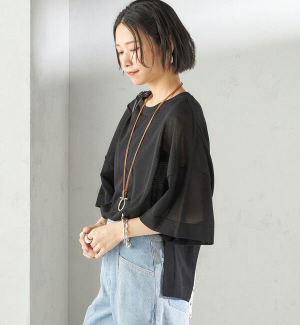 SHIPS for women「〈手洗い可能〉18G コットン ナイロン ワイド スリーブ プルオーバー」|ニット・セーター|