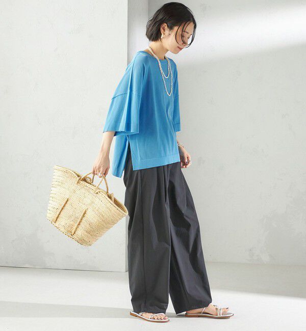 SHIPS for women「〈手洗い可能〉18G コットン ナイロン ワイド スリーブ プルオーバー」|ニット・セーター|