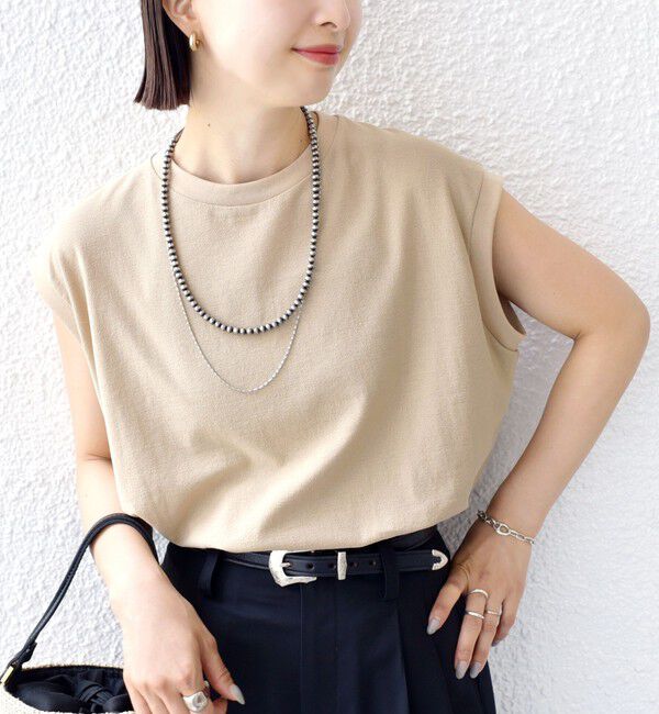 SHIPS for women「〈手洗い可能〉DEPEND アムンゼン ノースリーブ カットソー」|Tシャツ・カットソー|ベージュ系