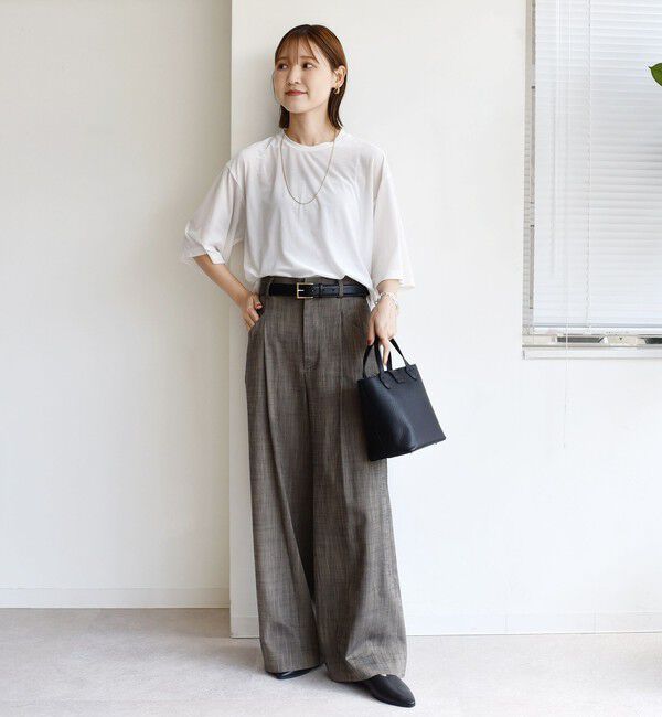 SHIPS for women「〈手洗い可能〉シアー トリコット ポリエステル ベロア 五分袖 ワイド TEE」|Tシャツ・カットソー|