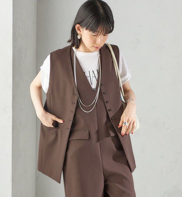 SHIPS for women「〈手洗い可能〉ハイカウント ダブルクロス ジレ」|ベスト・ジレ|