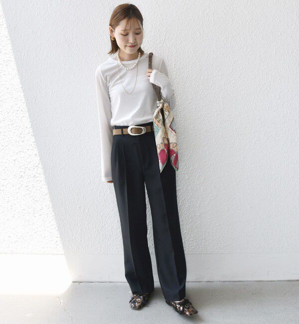 SHIPS for women「〈手洗い可能〉シアー トリコット  ポリエステル ベロア 前後2WAY ロングスリーブ」|Tシャツ・カットソー|