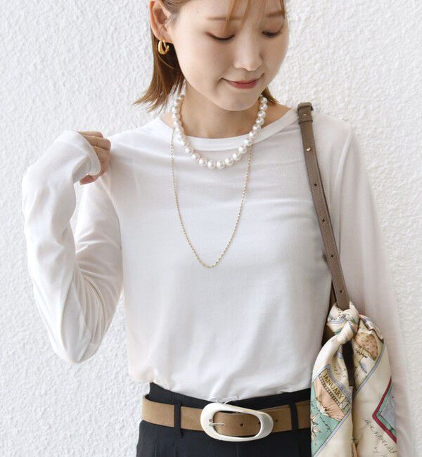 SHIPS for women「〈手洗い可能〉シアー トリコット  ポリエステル ベロア 前後2WAY ロングスリーブ」|Tシャツ・カットソー|