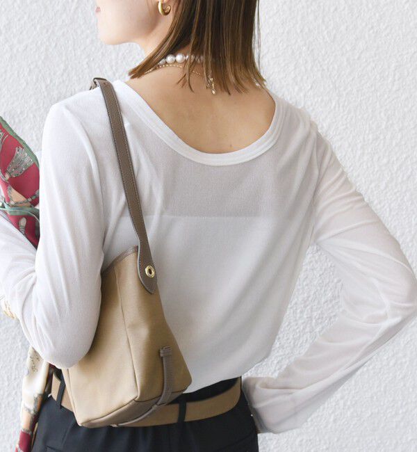SHIPS for women「〈手洗い可能〉シアー トリコット  ポリエステル ベロア 前後2WAY ロングスリーブ」|Tシャツ・カットソー|