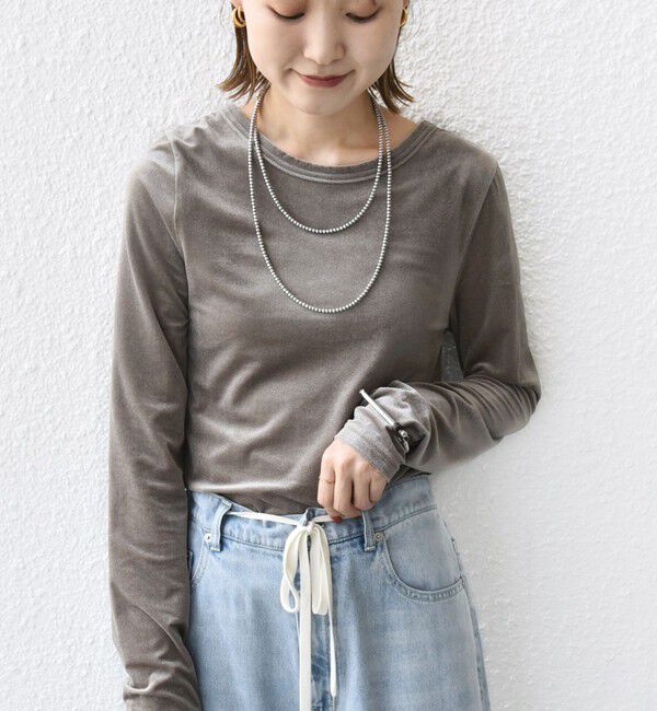 SHIPS for women「〈手洗い可能〉シアー トリコット  ポリエステル ベロア 前後2WAY ロングスリーブ」|Tシャツ・カットソー|