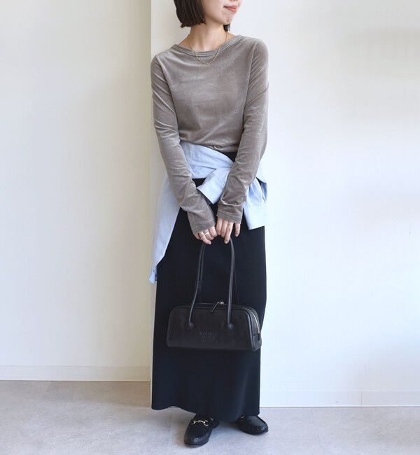 SHIPS for women「〈手洗い可能〉シアー トリコット  ポリエステル ベロア 前後2WAY ロングスリーブ」|Tシャツ・カットソー|
