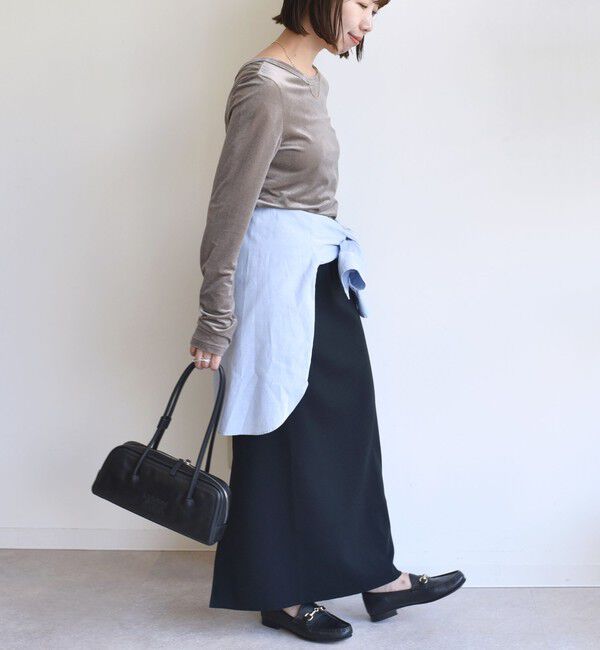 SHIPS for women「〈手洗い可能〉シアー トリコット  ポリエステル ベロア 前後2WAY ロングスリーブ」|Tシャツ・カットソー|