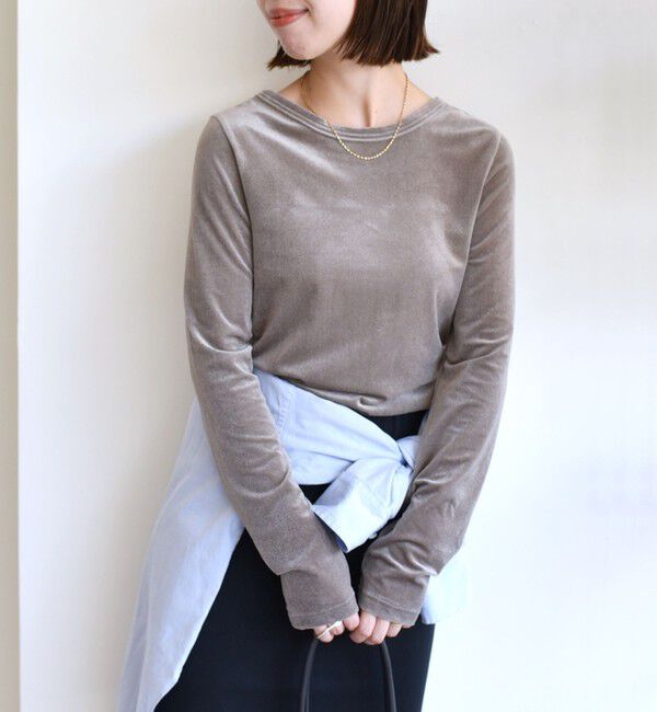 SHIPS for women「〈手洗い可能〉シアー トリコット  ポリエステル ベロア 前後2WAY ロングスリーブ」|Tシャツ・カットソー|