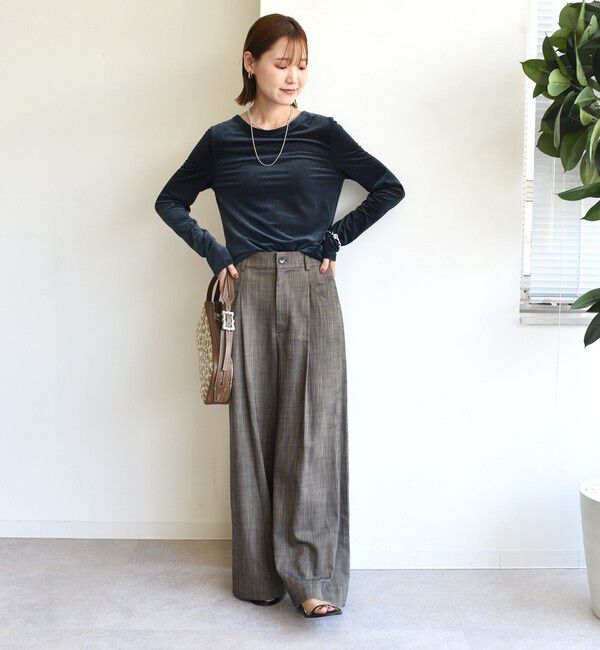 SHIPS for women「〈手洗い可能〉シアー トリコット  ポリエステル ベロア 前後2WAY ロングスリーブ」|Tシャツ・カットソー|