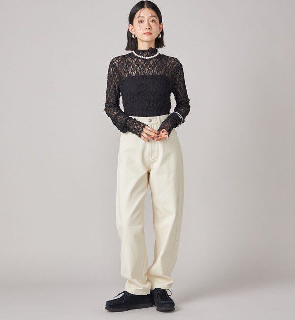 SHIPS for women「SHIPS NINE CASE:〈手洗い可能〉シアー レース ハイネック プルオーバー」|Tシャツ・カットソー|