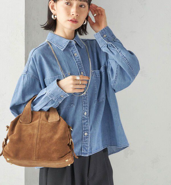 SHIPS for women「【実力派ベーシック】〈洗濯機可能〉ライトオンス デニム ショート シャツ」|シャツ・ブラウス|