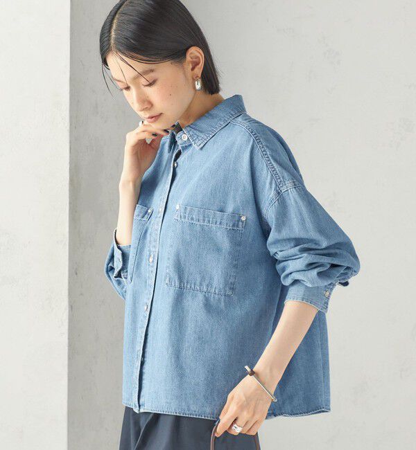 SHIPS for women「【実力派ベーシック】〈洗濯機可能〉ライトオンス デニム ショート シャツ」|シャツ・ブラウス|
