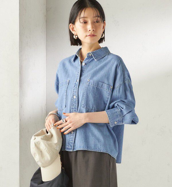 SHIPS for women「【実力派ベーシック】〈洗濯機可能〉ライトオンス デニム ショート シャツ」|シャツ・ブラウス|